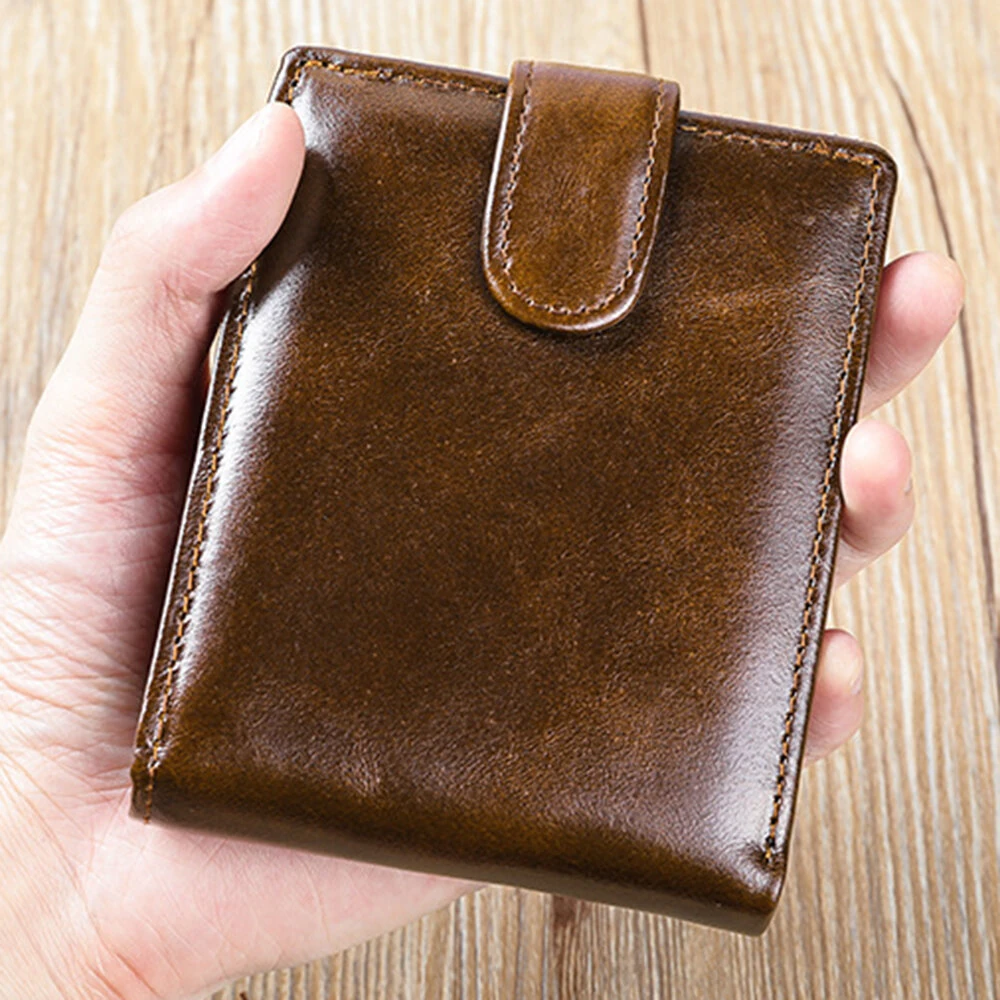 (image for) Ekphero Men's Retro Genuine Leather Wallet, Compact Multi-Card Money Clip, Multi Slot Anti-theft Credit Card Holder Coin Purse